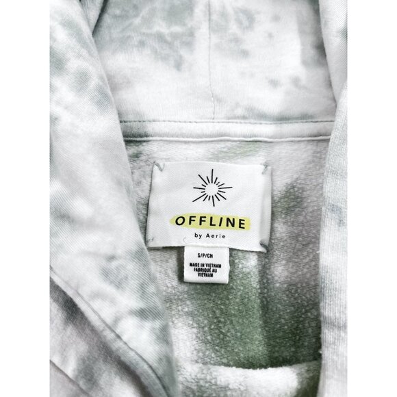 Women's Offline Aerie Green White Tie Dye Oversized Hoodie Sweatshirt Size S - Picture 9 of 10